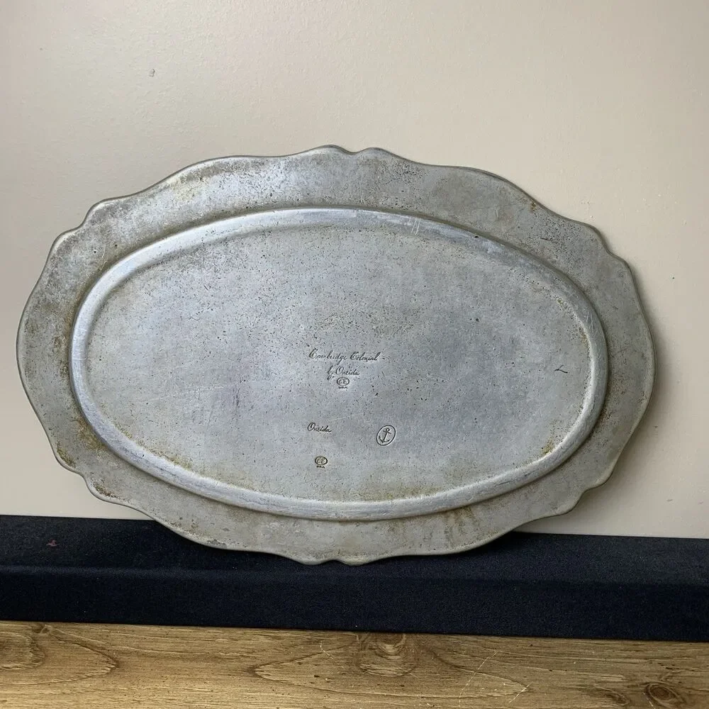 Vintage Oneida Cambridge Colonial Pewter Oval Serving Platter 18